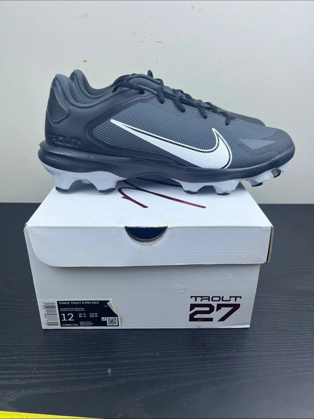 Nike Force Trout 8 Pro MCS Men's Size 12 Gray White Baseball Cleats NIB